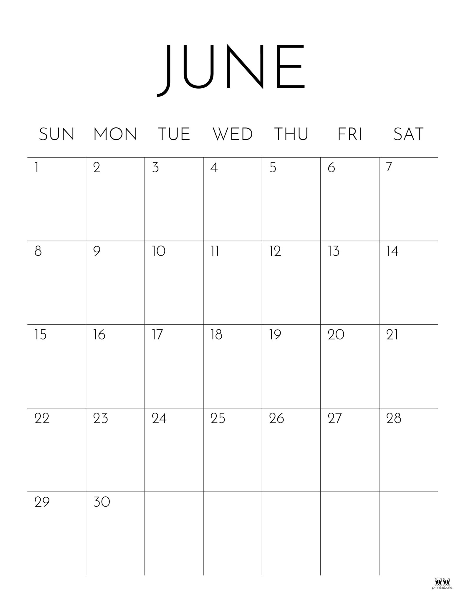 June 2025 Calendars 107 FREE Printables Printabulls