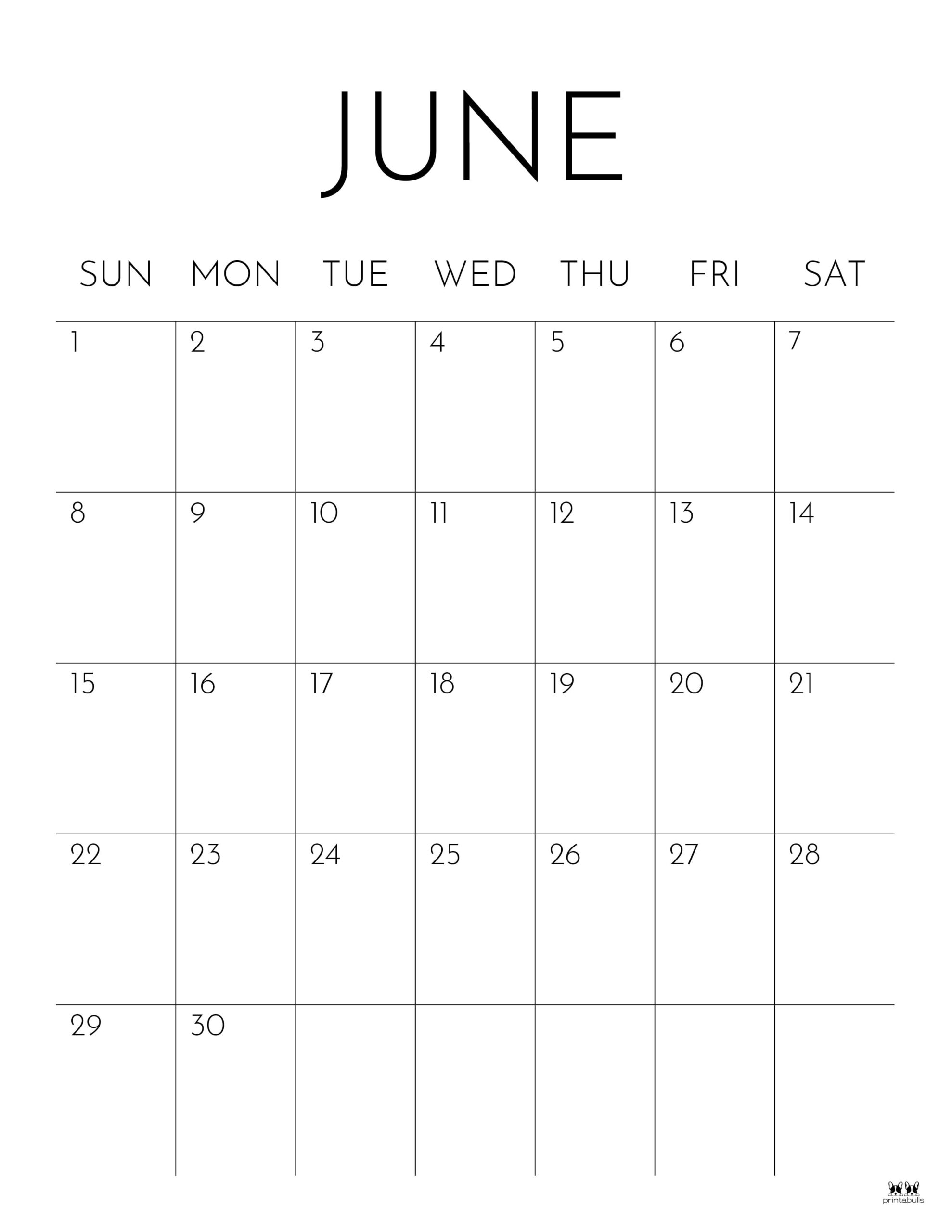 June 2025 Calendars 107 FREE Printables Printabulls