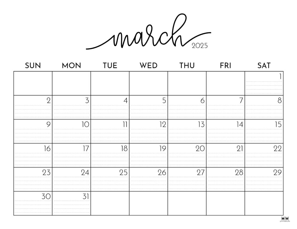 March 2025 Calendars - 107 FREE Printables | Printabulls