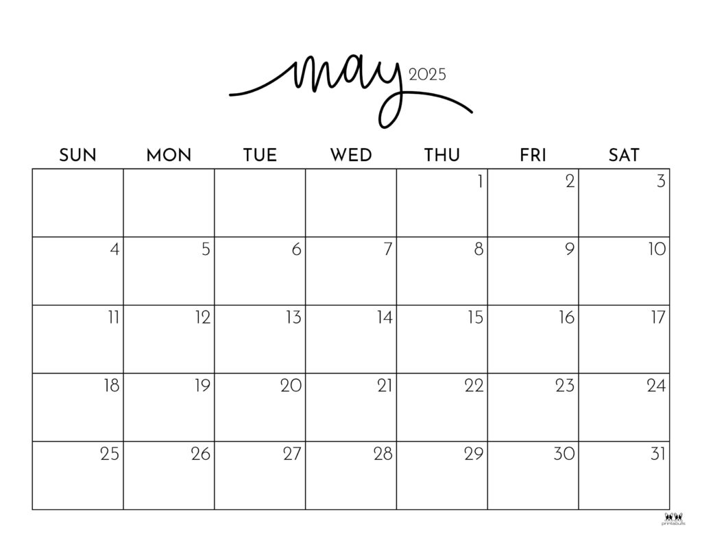 May 2025 Color Calendar Calendar 2025 Printable