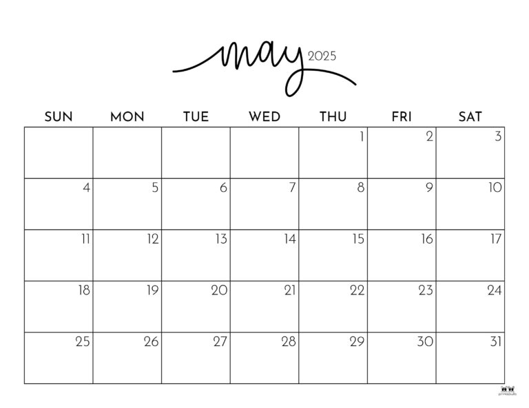 May 2025 Calendars 107 FREE Printables Printabulls