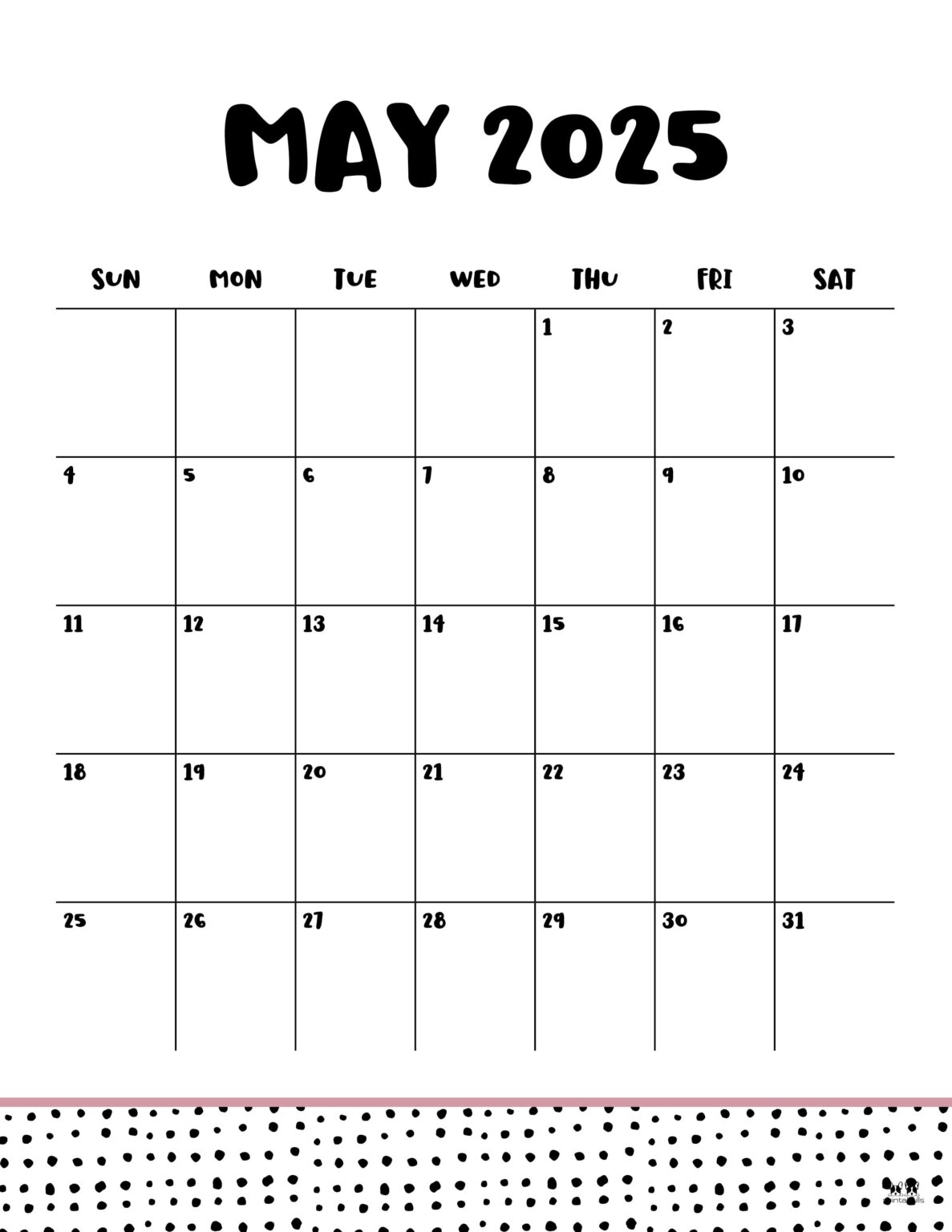 May 2025 Calendars 107 FREE Printables Printabulls