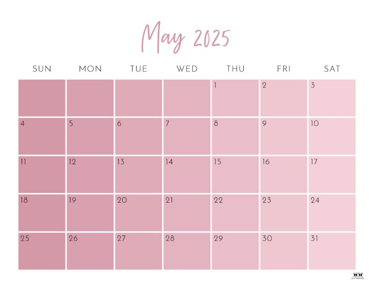 May 2025 Calendars 107 FREE Printables Printabulls