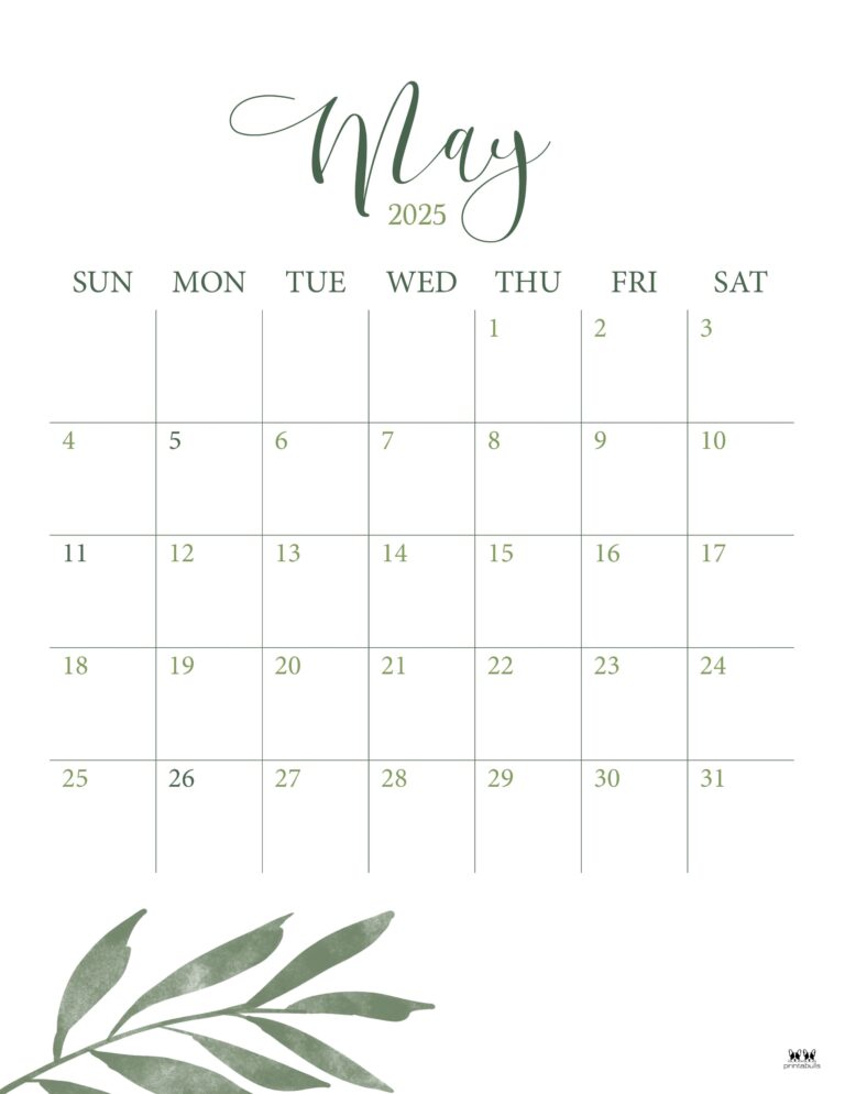 May 2025 Calendars 107 FREE Printables Printabulls