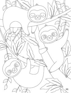 Sloth Coloring Pages - 25 FREE Printables | Printabulls