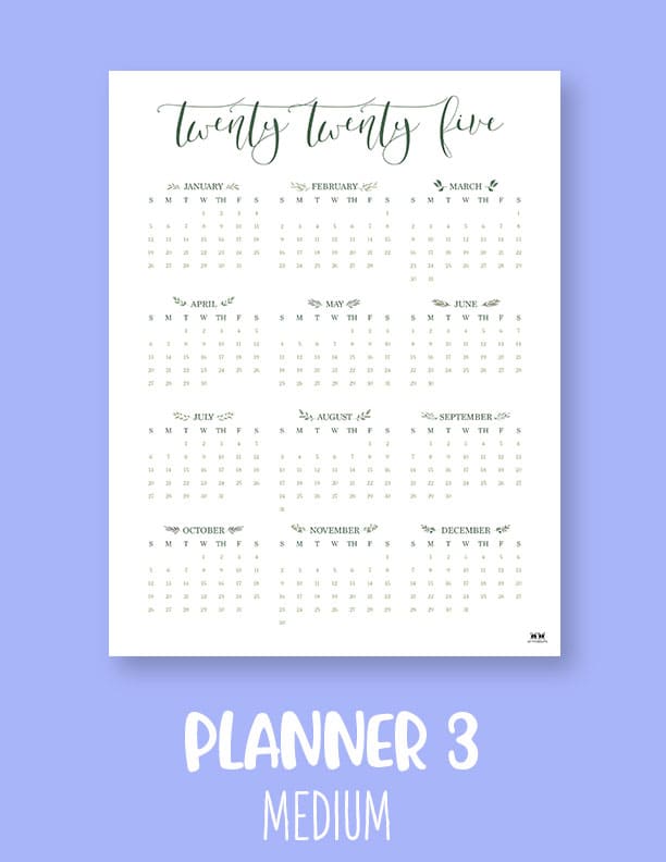 Yearly Calendar Planner Pages FREE 2025 Pages Printabulls