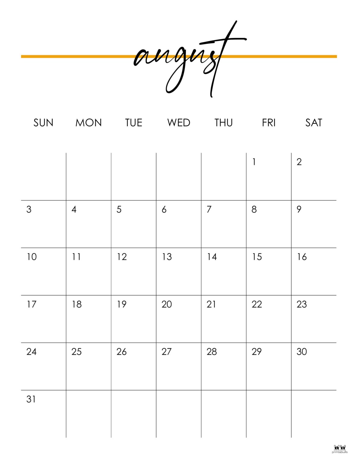 August 2025 Calendars 107 FREE Printables Printabulls