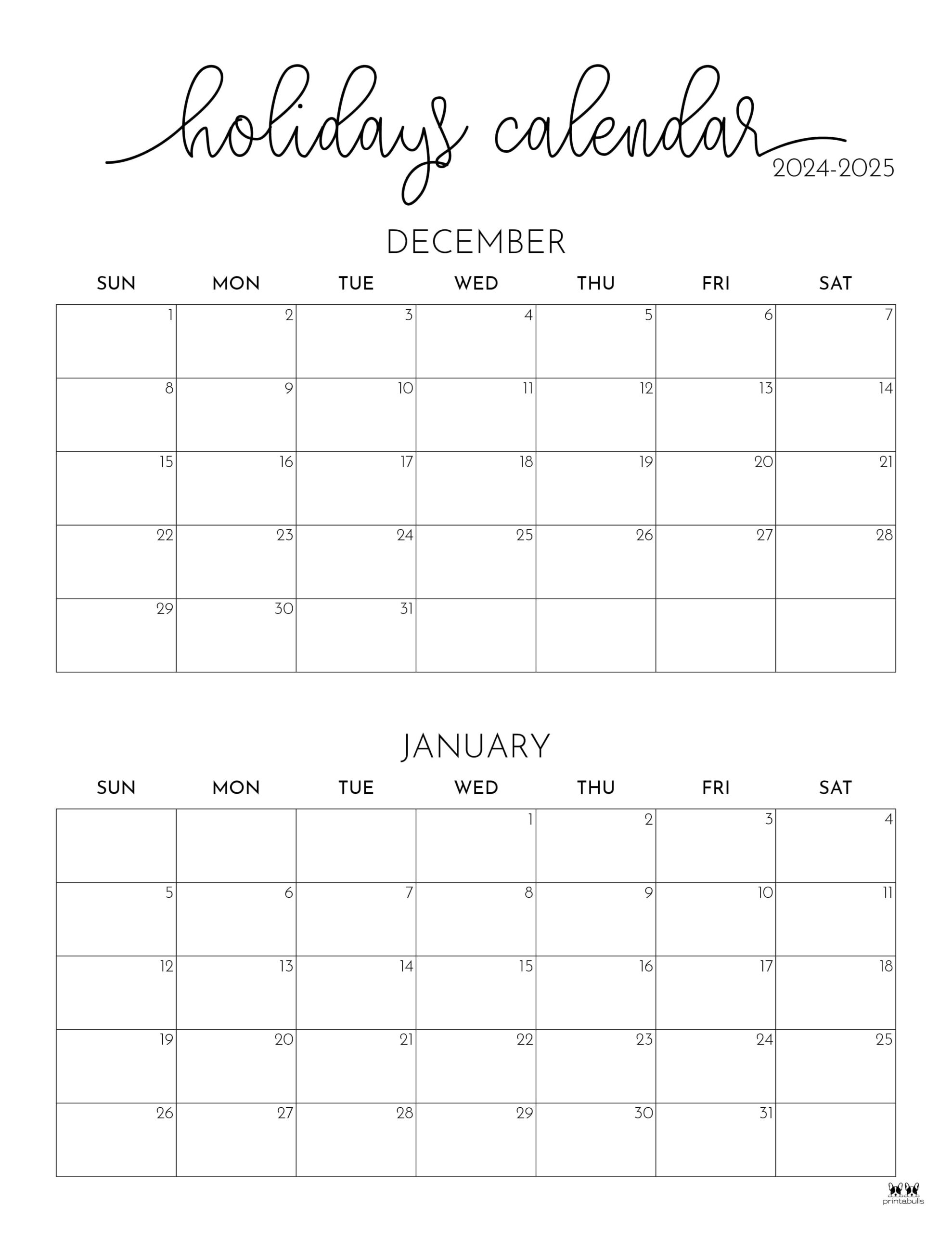 November December 2024 Calendars - 28 Printables - PrintaBulk