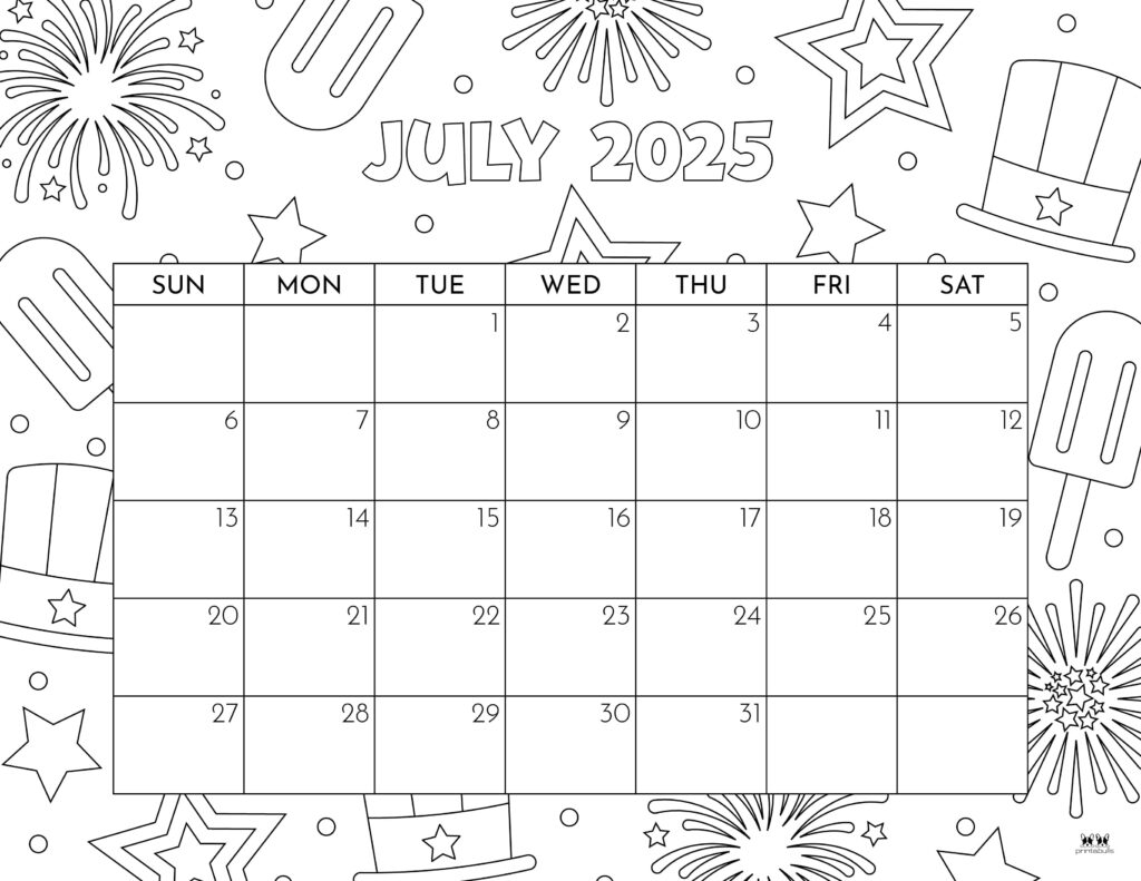 July 2025 Calendars - 107 FREE Printables | Printabulls