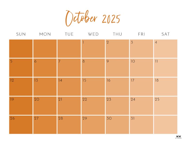 October 2025 Calendars 107 FREE Printables Printabulls