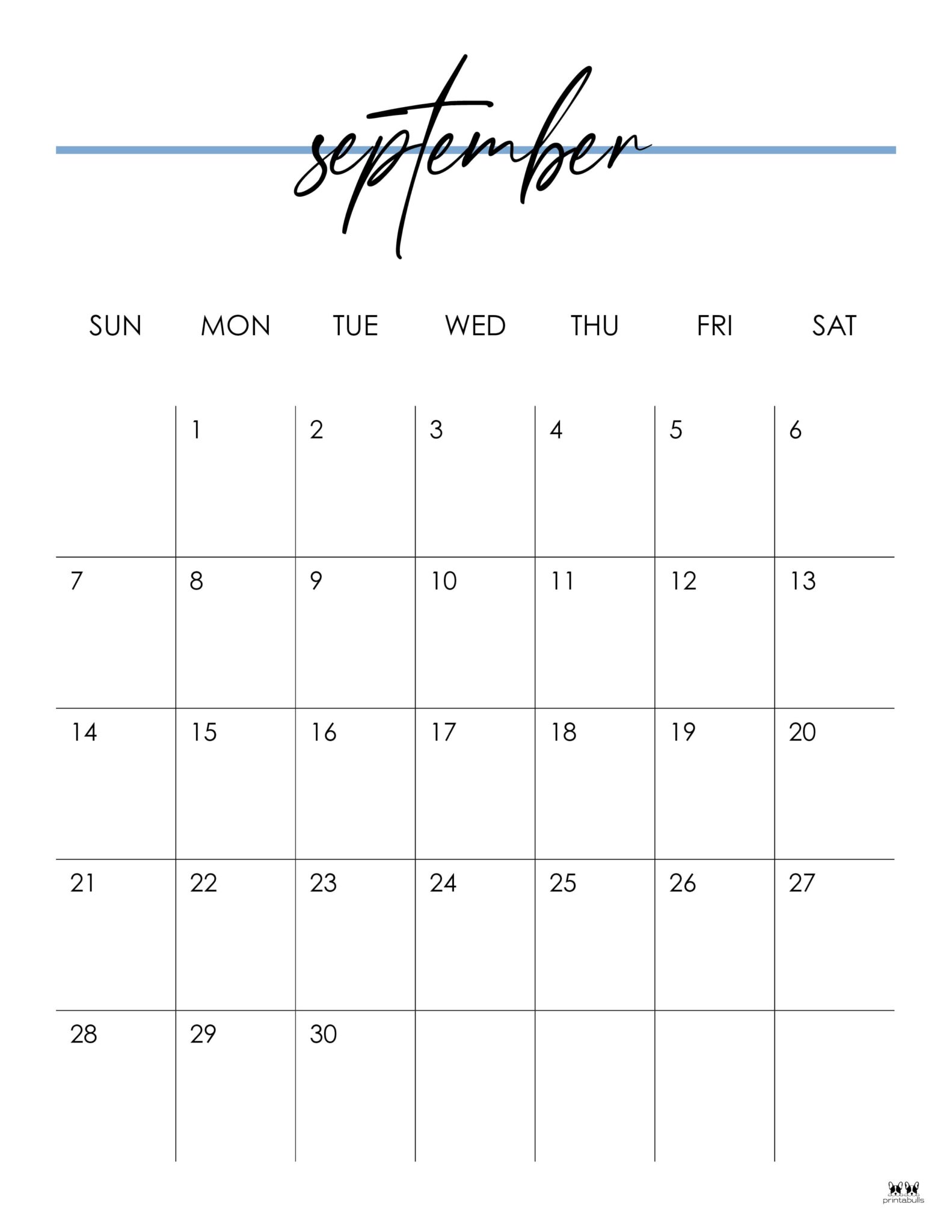 September 2025 Calendars 107 FREE Printables Printabulls