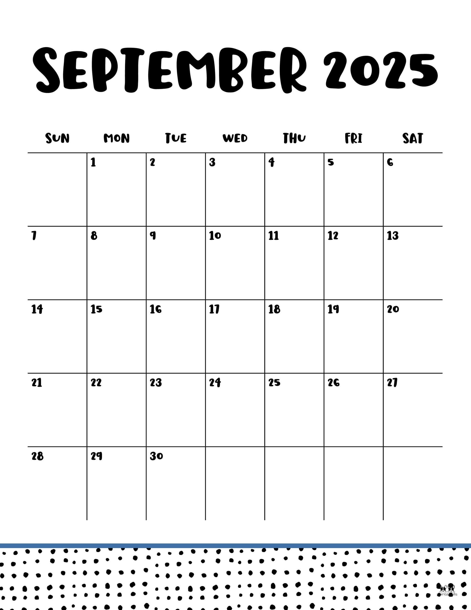 September 2025 Calendars 107 FREE Printables Printabulls