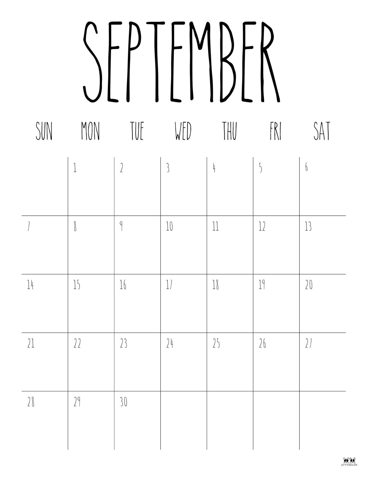 September 2025 Calendars - 107 FREE Printables | Printabulls