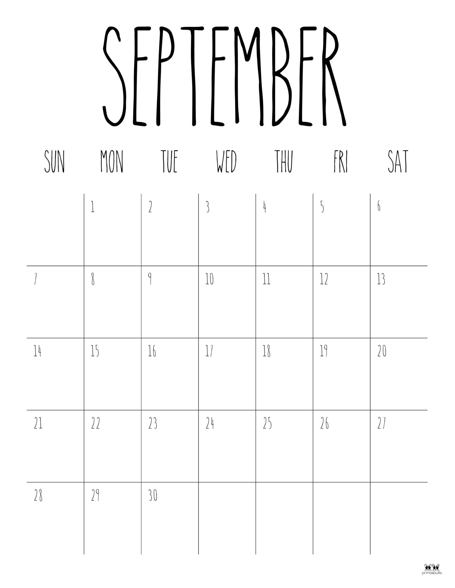 September 2025 Calendars 107 FREE Printables Printabulls