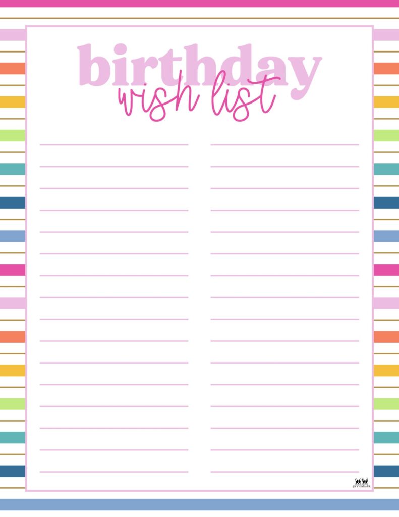 Birthday Wish List Templates - 12 FREE Lists | Printabulls