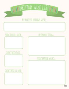Birthday Wish List Templates - 12 FREE Lists - PrintaBulk
