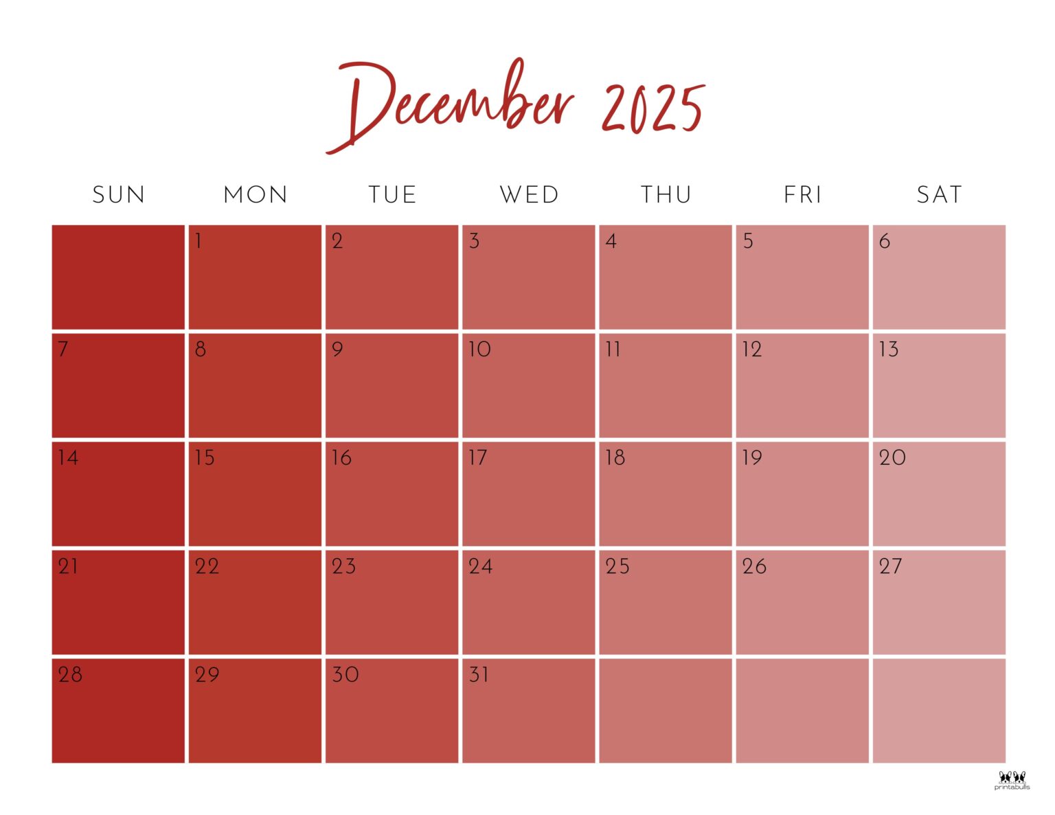 December 2025 Calendars 107 FREE Printables Printabulls