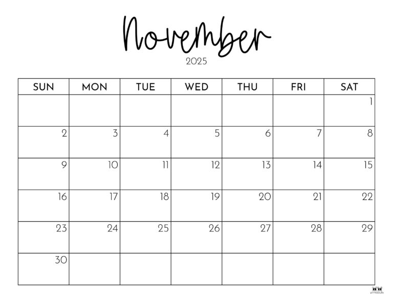 November 2025 Calendars 107 FREE Printables Printabulls