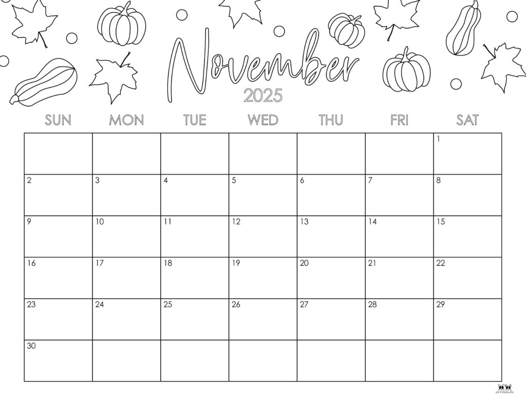 November 2025 Calendars - 107 FREE Printables | Printabulls
