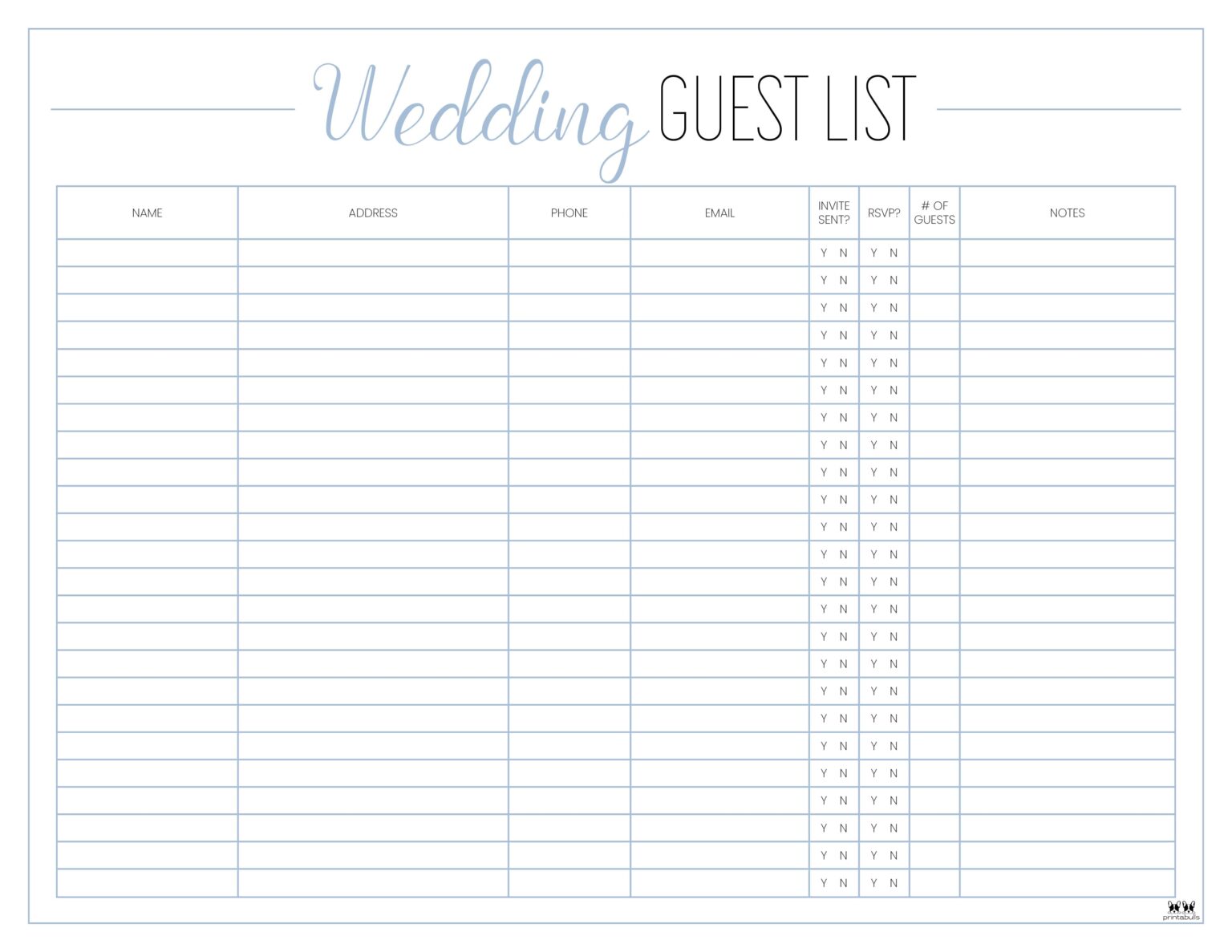 Wedding Guest List Templates 20 FREE Lists Printabulls Wedding Guest List Templates 20 FREE Lists Printabulls