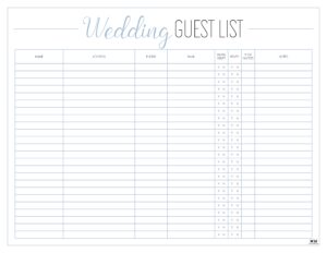Wedding Guest List Templates - 20 FREE Lists | Printabulls