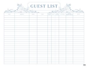 Wedding Guest List Templates - 20 FREE Lists | Printabulls