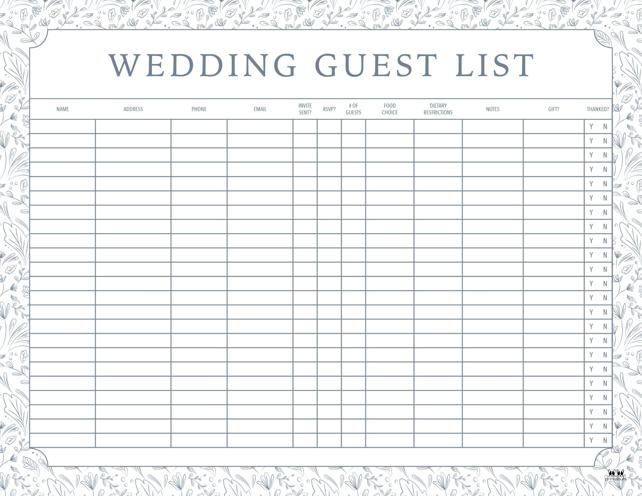 Wedding Guest List Templates 20 FREE Lists Printabulls