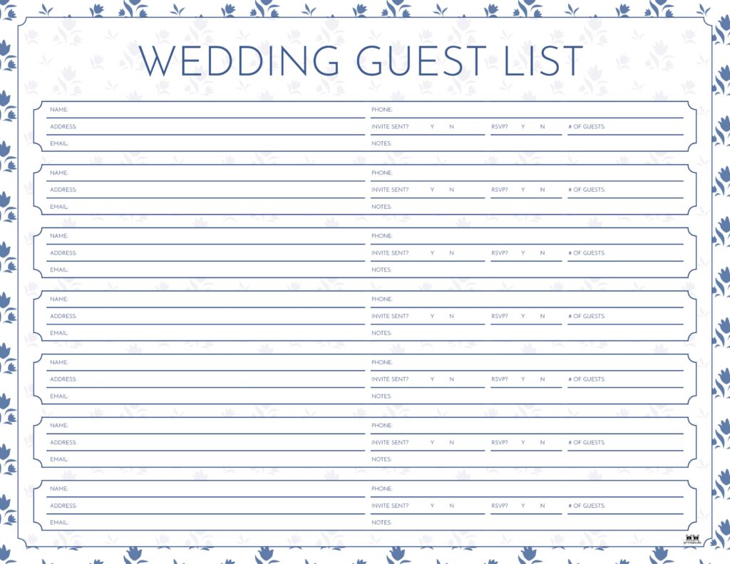 Wedding Guest List Templates 20 FREE Lists Printabulls Wedding Guest List Templates 20 FREE Lists Printabulls