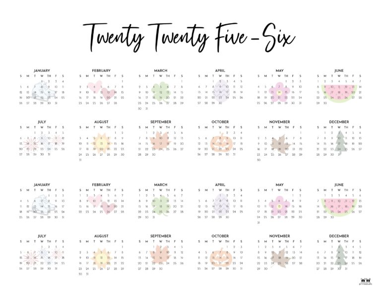 20252026 Two Year Calendars 10 FREE Cals Printabulls