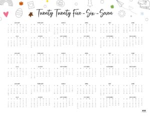 2025 2027 Three Year Calendars - Printable 2025 2027 Three Year Calendar Landscape Style 1 300x232 