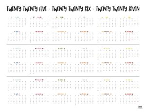 2025 2027 Three Year Calendars - Printable 2025 2027 Three Year Calendar Landscape Style 3 300x232