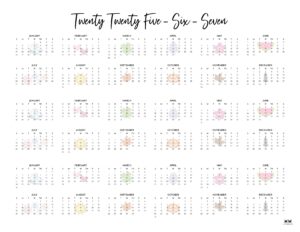 2025 2027 Three Year Calendars - Printable 2025 2027 Three Year Calendar Landscape Style 4 300x232 