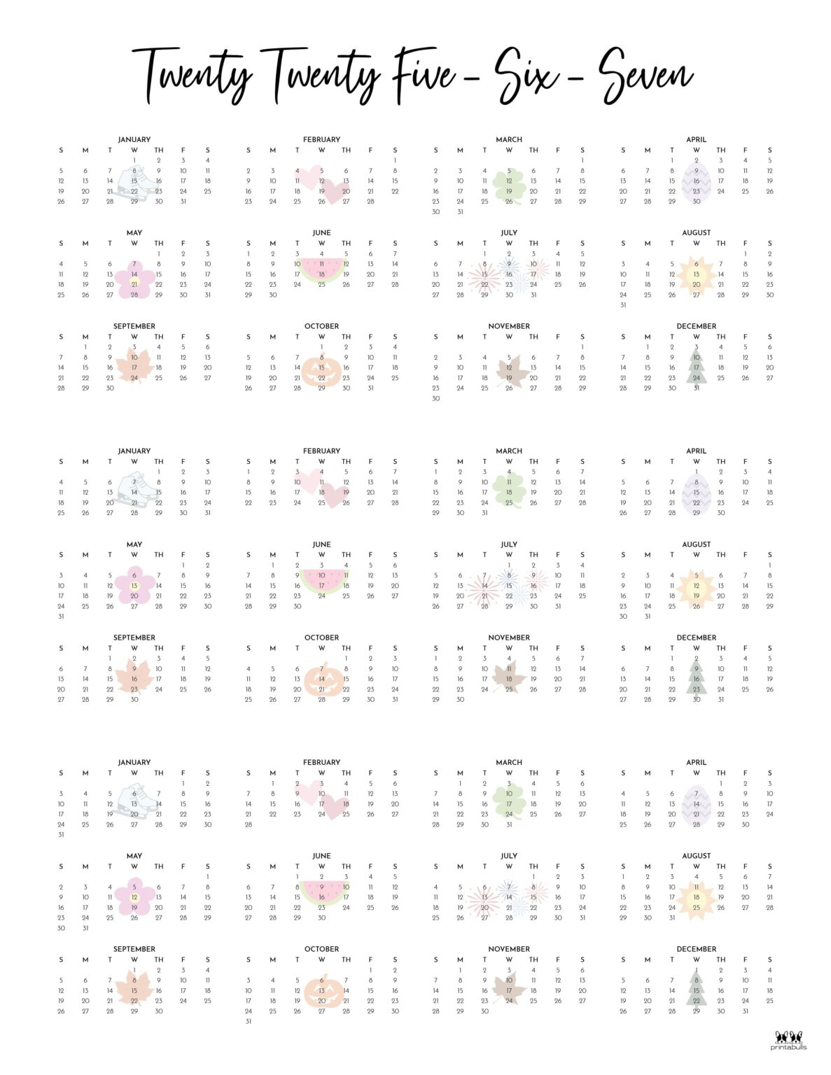 2025 2027 Three Year Calendars - Printable 2025 2027 Three Year Calendar Portrait Style 4 1187x1536 