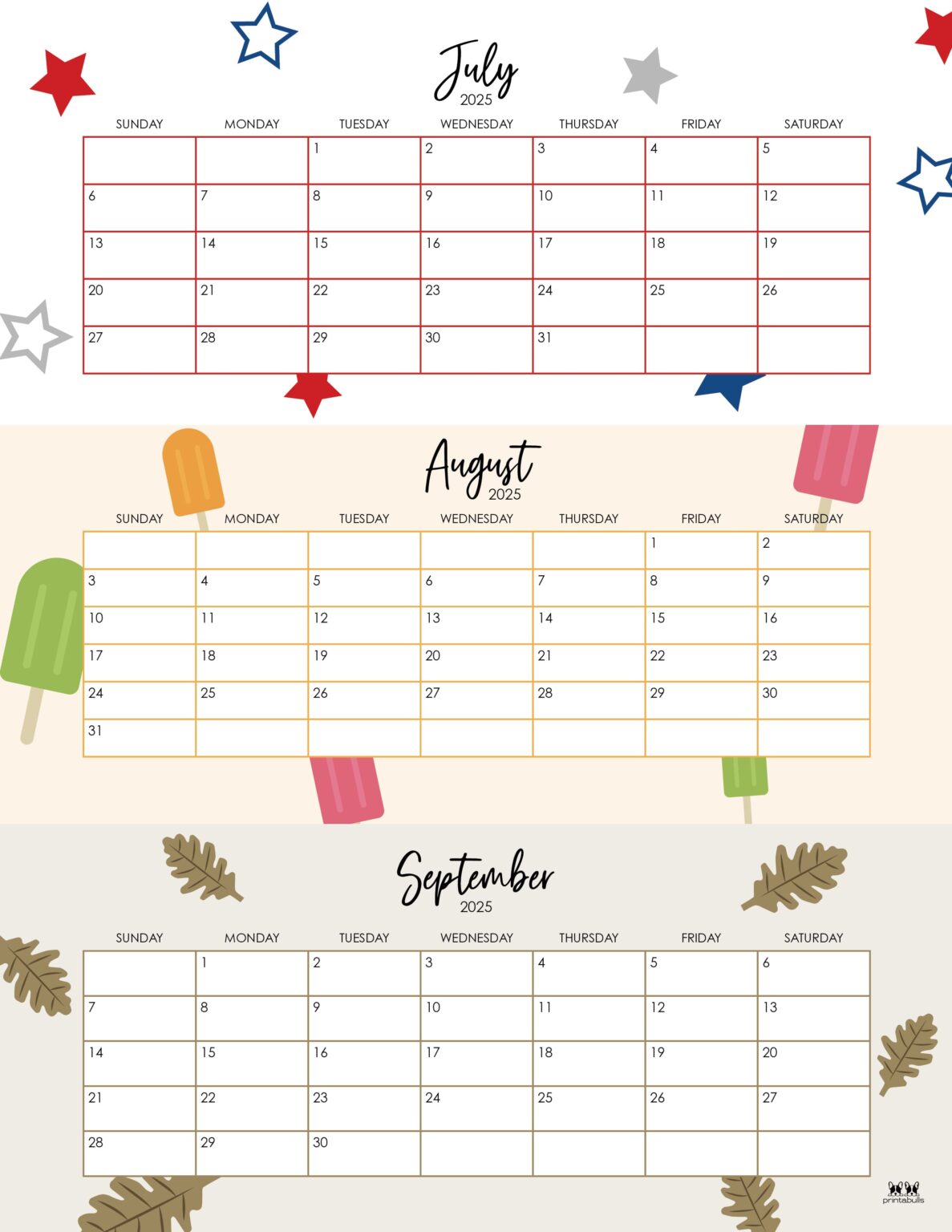2025 Summer Calendars - 27 FREE Printables | Printabulls