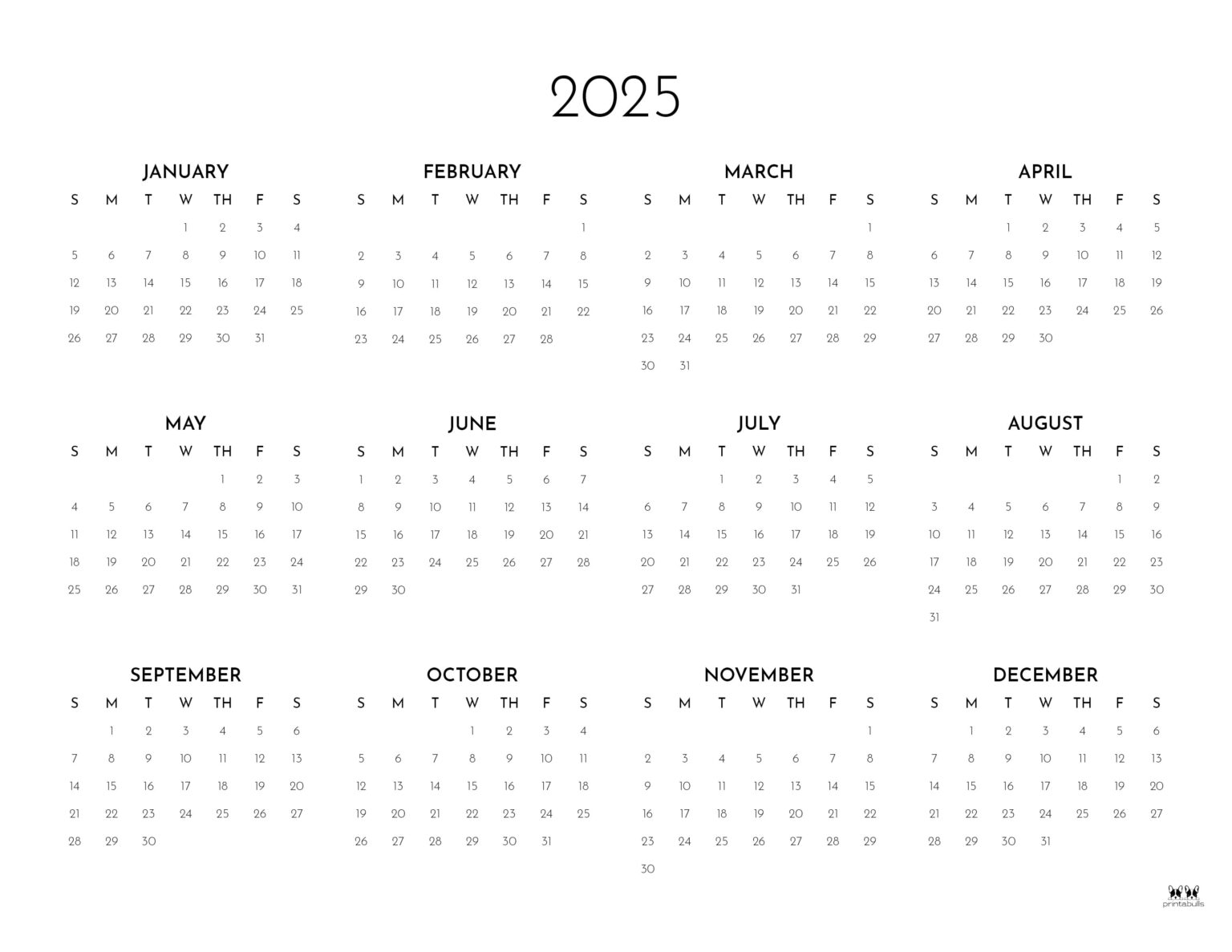 2025 Weekly Calendars All 52 Weeks Printabulls