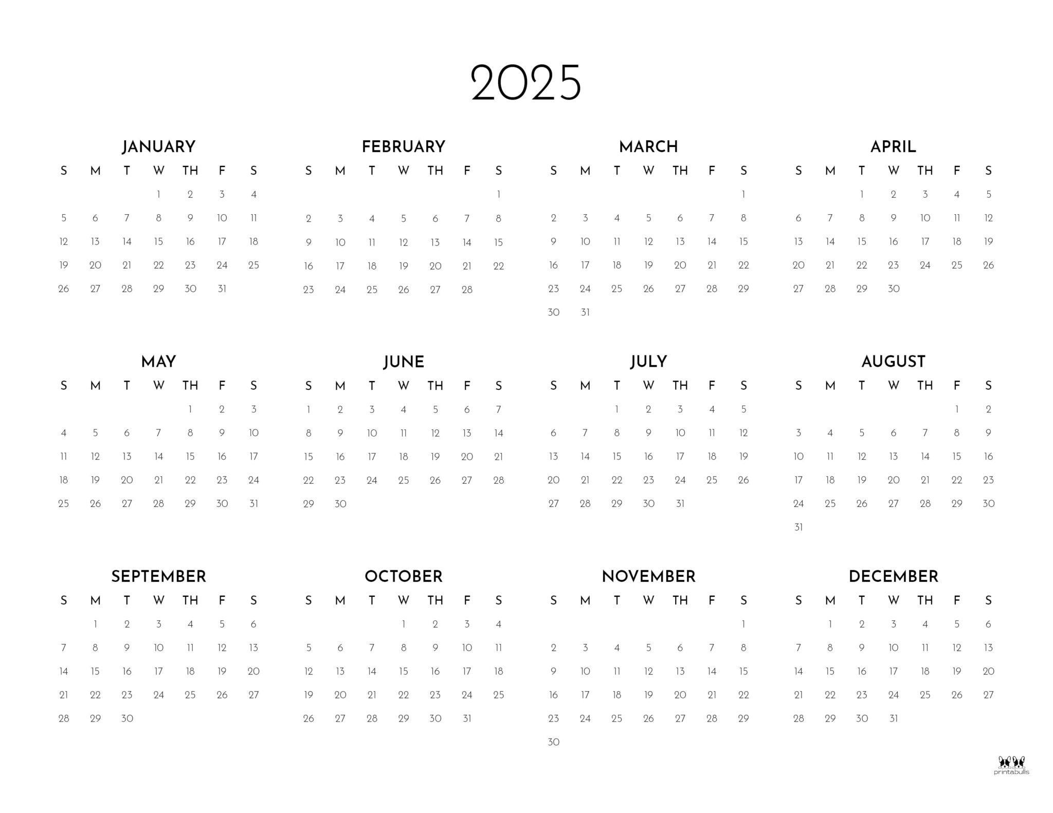 2025 Weekly Calendars All 52 Weeks Printabulls
