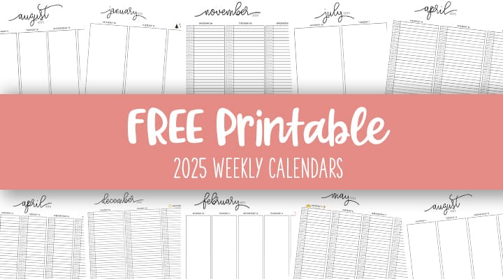 2025 Weekly Calendars - All 52 Weeks | Printabulls