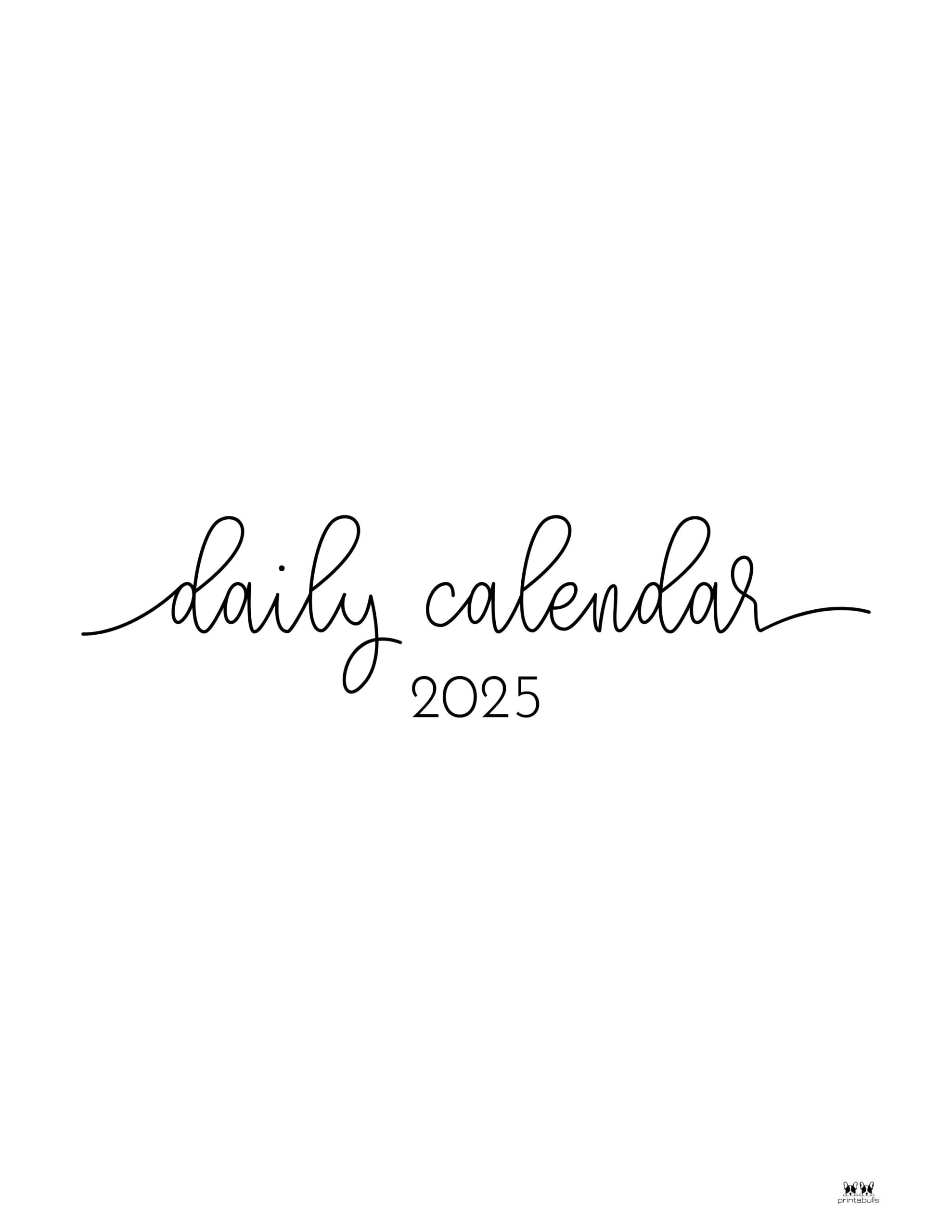 2025 Hourly/Daily Calendars - All 365 Days | Printabulls