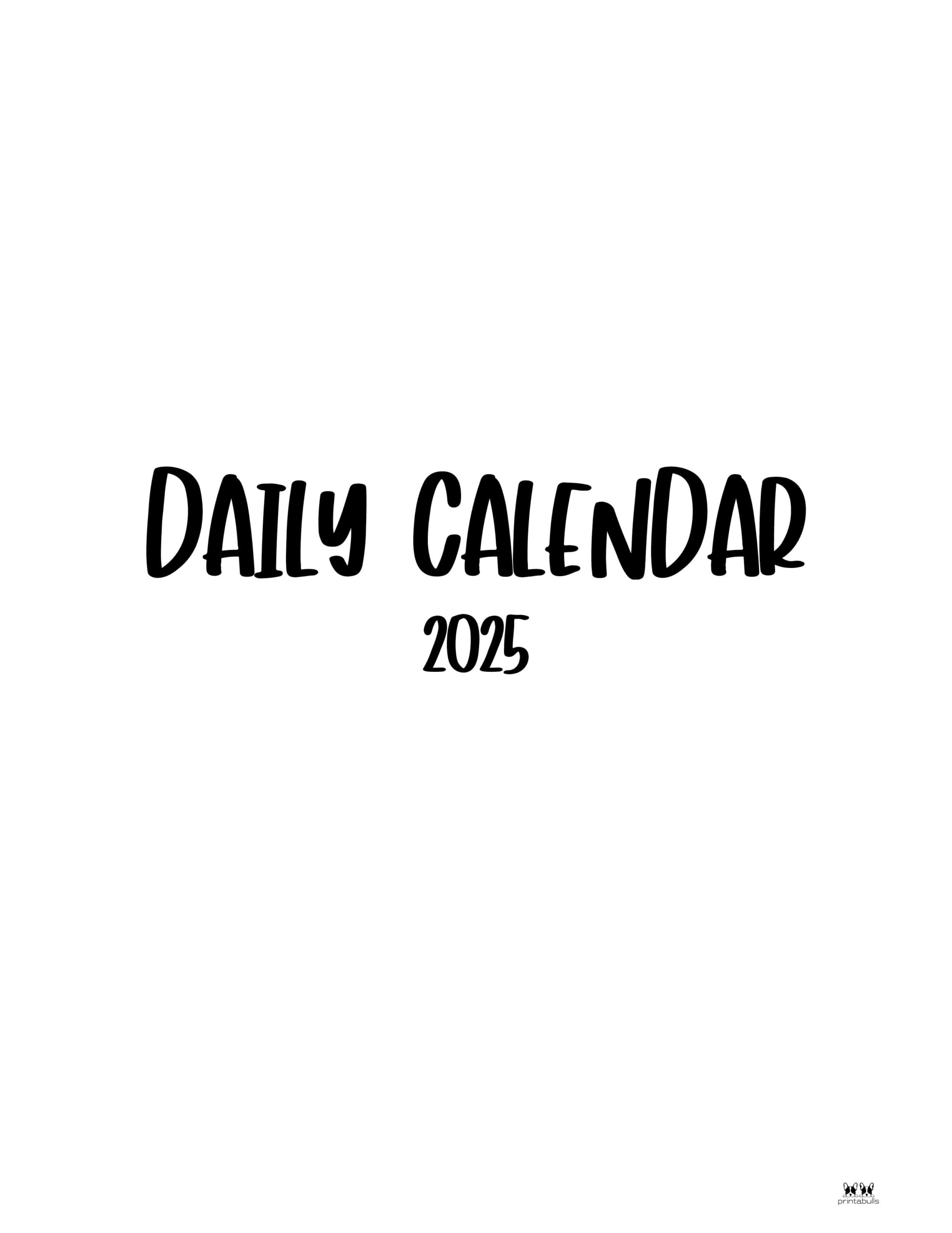 2025 Hourly/Daily Calendars - All 365 Days | Printabulls