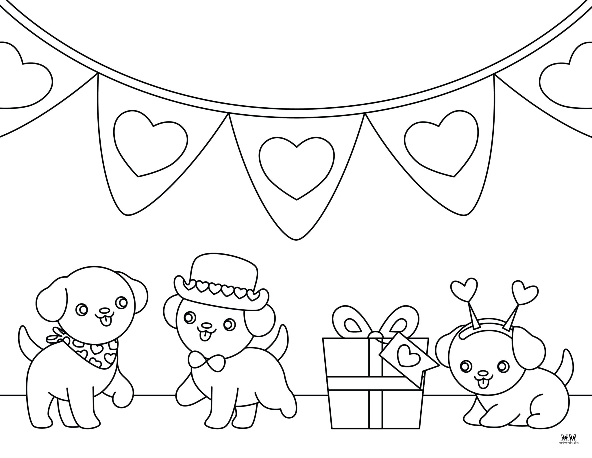Puppy Valentine's Day Coloring Pages - FREE | Printabulls