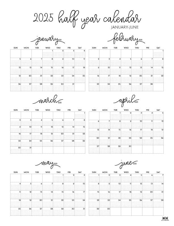 Printable-Six-Month-January-June-2025-Calendars-51-P