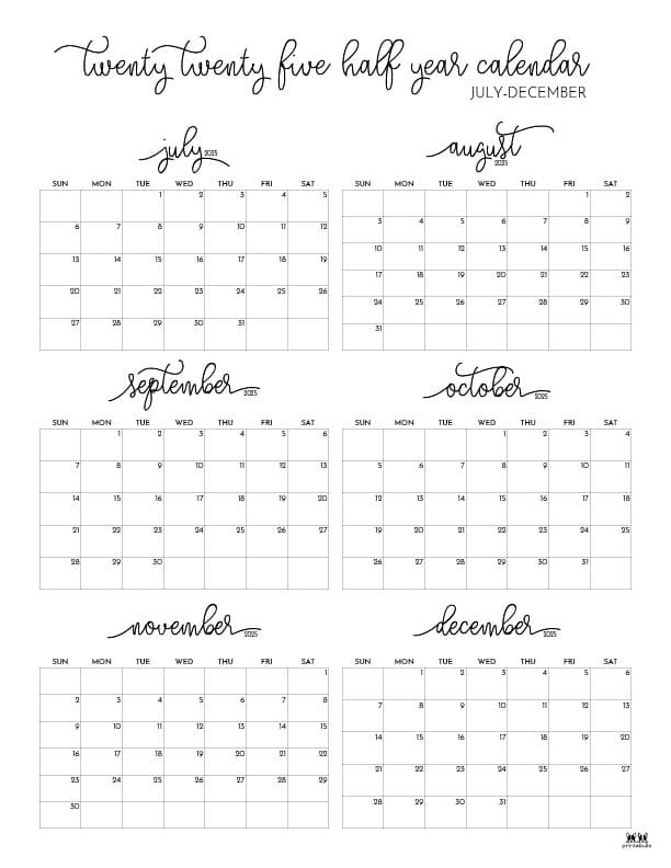 Printable-Six-Month-July-December-2025-Calendars-1-P-SO