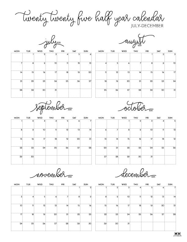 Printable-Six-Month-July-December-2025-Calendars-26-P-SO