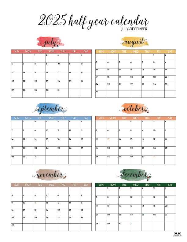 Printable-Six-Month-July-December-2025-Calendars-5-P