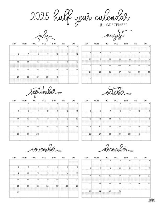Printable-Six-Month-July-December-2025-Calendars-51-P