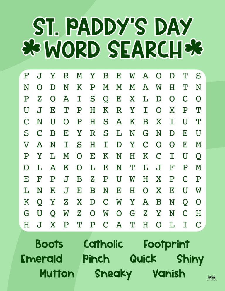 St. Patrick's Day Word Searches - 20 Pages | Printabulls