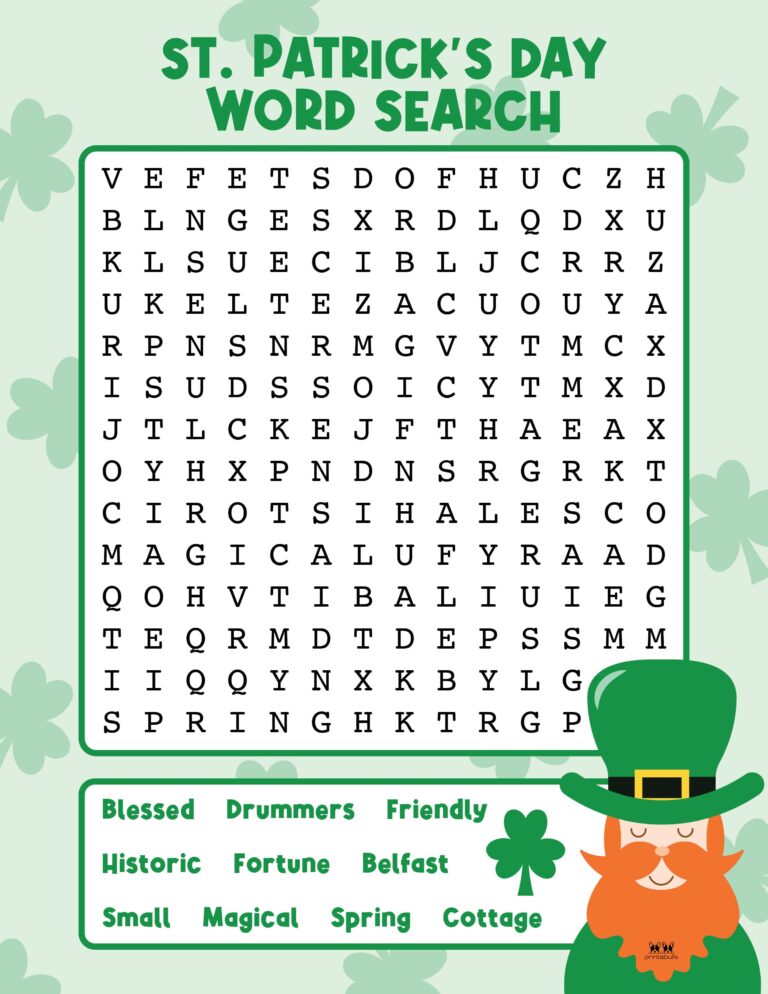 St. Patrick's Day Word Searches - 20 Pages | Printabulls