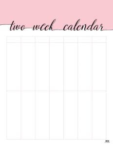 2 Week Calendars - 151 FREE Calendars | Printabulls