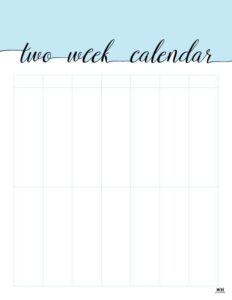 2 Week Calendars - 151 FREE Calendars | Printabulls