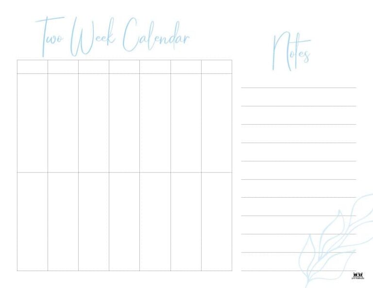 2 Week Calendars - 151 FREE Calendars | Printabulls